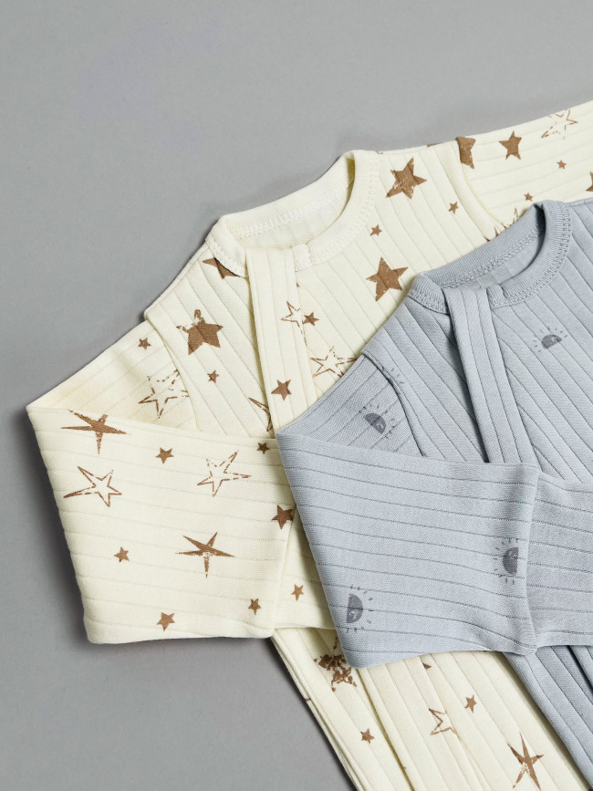 Набор детских комбинезонов на молнии, Ванилька, Первая звезда, с ножками Набор детских комбинезонов на молнии, Ванилька, Первая звезда, с ножками