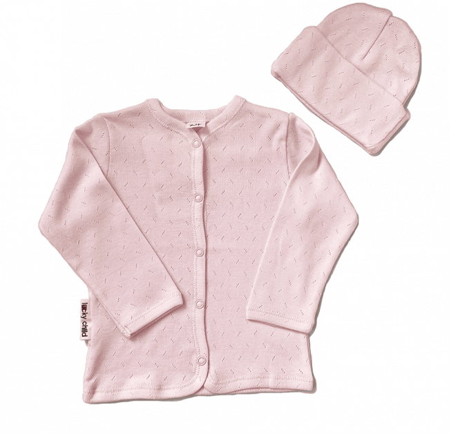 Кофточка детская, розовая, Ажур