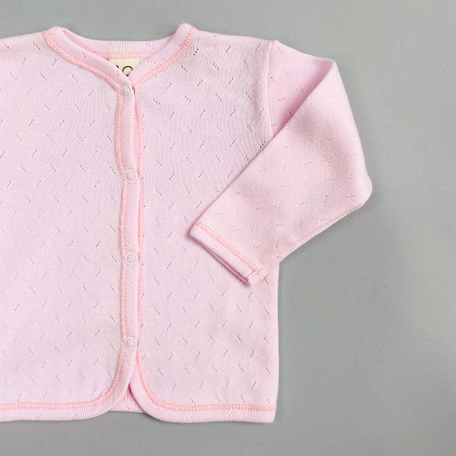 Кофточка детская, розовая, Ажур