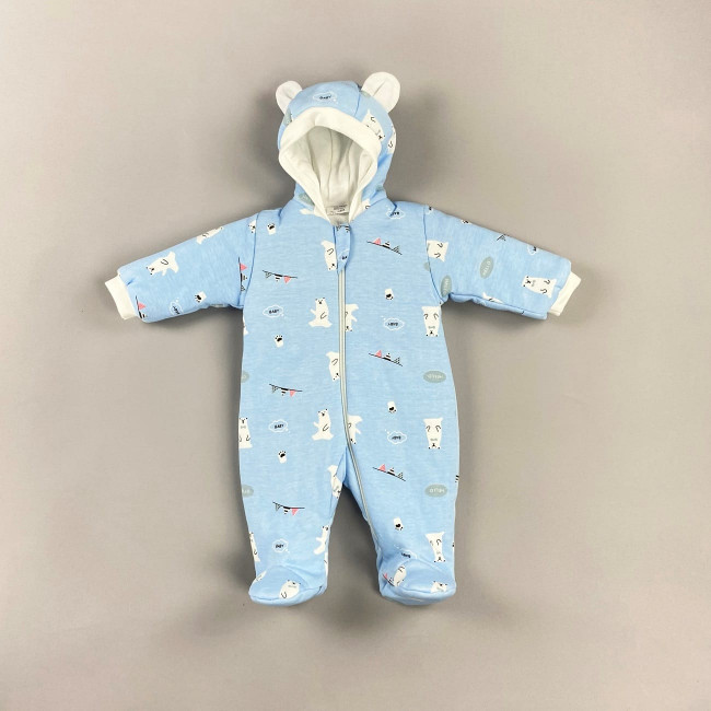 Комбинезон утепленный, голубой, Белые медведи