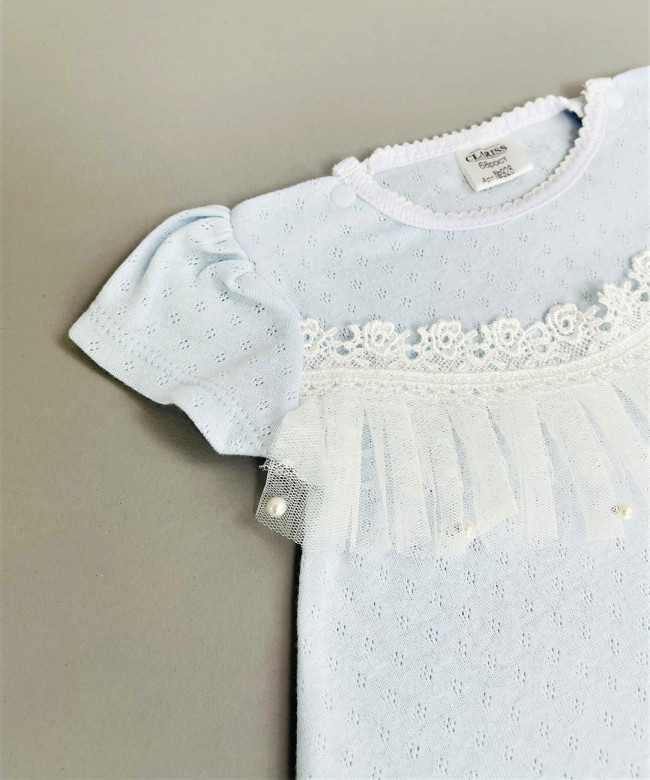 Нарядное голубое платье, Трансферли с розами