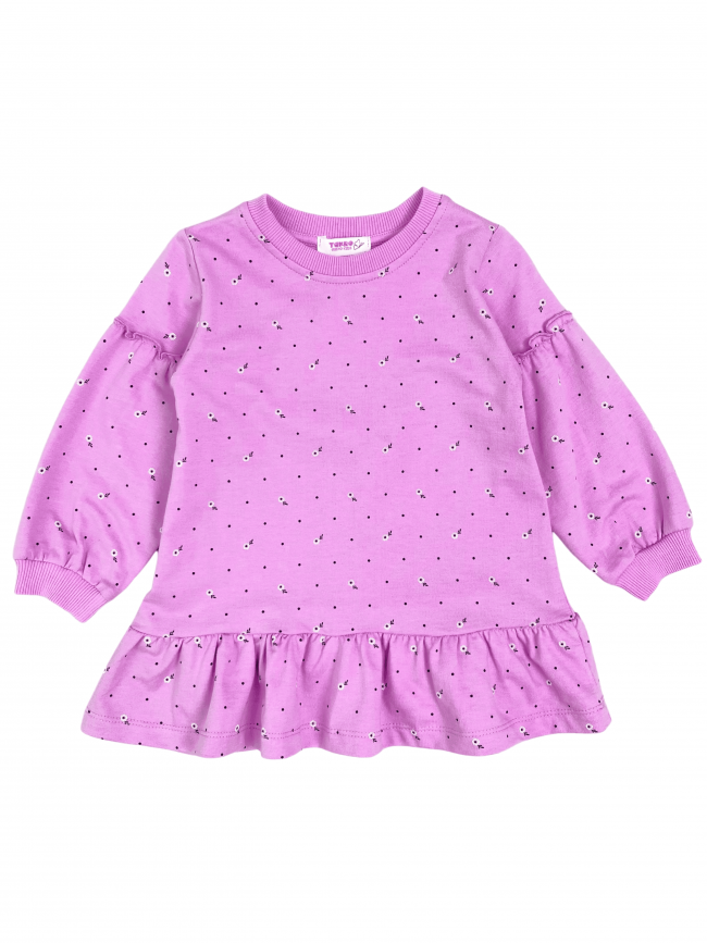 Платье детское с длинным рукавом, черника с молоком, Северные ягоды Платье детское с длинным рукавом, черника с молоком, Северные ягоды