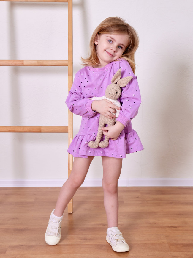 Платье детское с длинным рукавом, черника с молоком, Северные ягоды Платье детское с длинным рукавом, черника с молоком, Северные ягоды